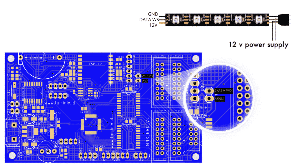 Wiring LED strip WS2811 atau WS2812