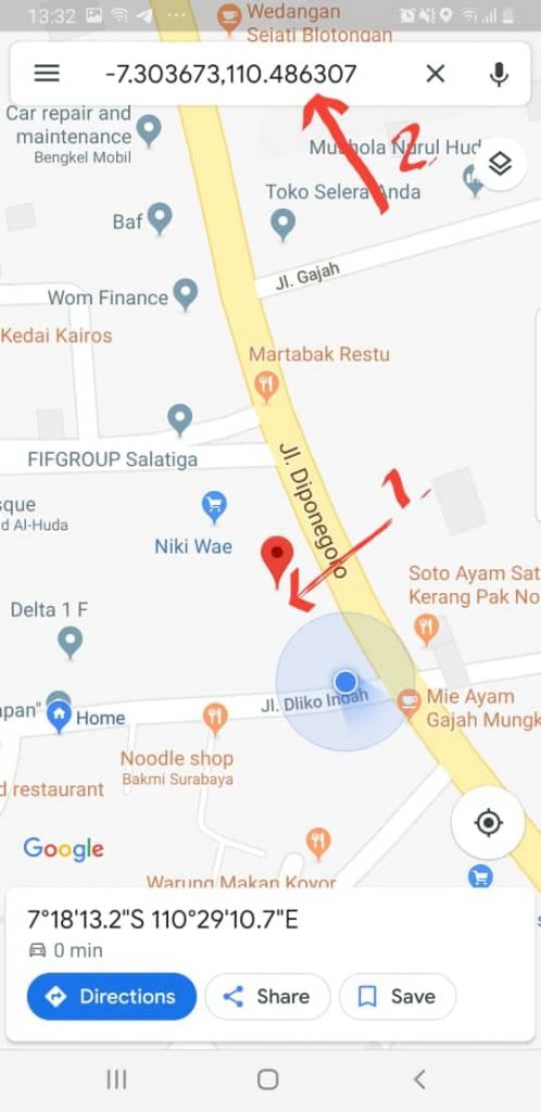Google Maps untuk memilih dan menyalin koordinat lokasi